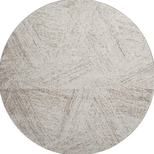 HomeRoots 8' Beige and Brown Abstract Washable Round Rug - Stylish, Durable, UV-Protected for Indoors & Outdoors 678122