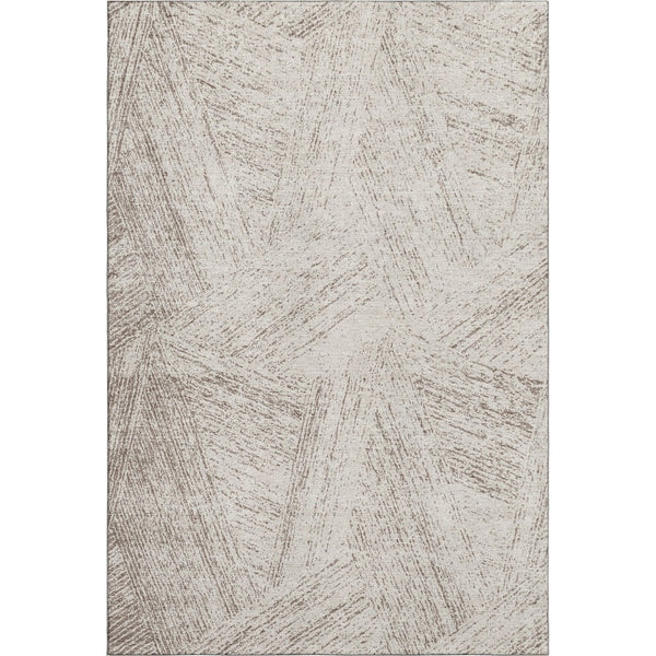 HomeRoots 8' X 10' Beige and Brown Abstract Area Rug - Washable, UV-Protected, Stain-Resistant, Durable Design 678123