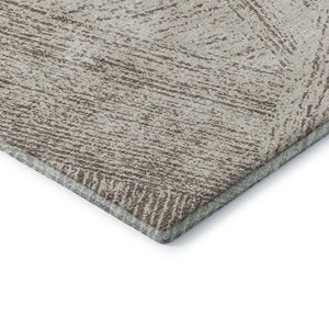 HomeRoots 8' X 10' Beige and Brown Abstract Area Rug - Washable, UV-Protected, Stain-Resistant, Durable Design 678123