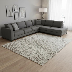 HomeRoots 9' X 12' Beige and Brown Abstract Washable Area Rug – Stylish, Durable, UV-Protected for Busy Homes 678124
