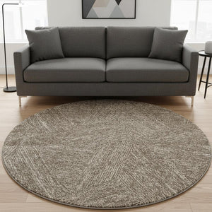 HomeRoots 8' Chocolate and Beige Abstract Washable Round Rug - Durable, Stylish, UV-Protected for Every Space 678128