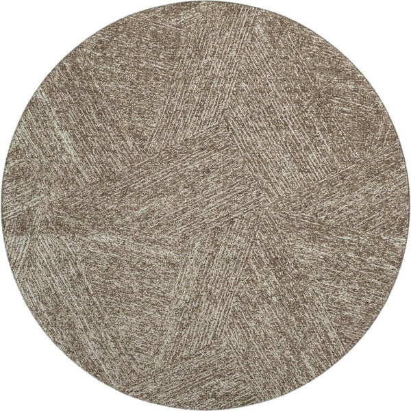 HomeRoots 8' Chocolate and Beige Abstract Washable Round Rug - Durable, Stylish, UV-Protected for Every Space 678128