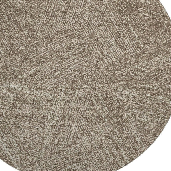 HomeRoots 8' Chocolate and Beige Abstract Washable Round Rug - Durable, Stylish, UV-Protected for Every Space 678128