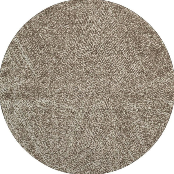 HomeRoots 8' Chocolate and Beige Abstract Washable Round Rug - Durable, Stylish, UV-Protected for Every Space 678128
