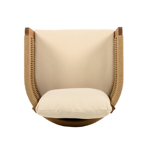 English Elm Christopher Knight Home® - Acacia Outdoor Dining Chairs Set of 2 with Rope Handles, Waterproof Washable Cushions, 400 lb Capacity Beige,Teak N779P279983B