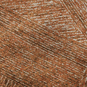 HomeRoots 8' Copper and Ivory Abstract Round Rug - Washable, UV-Protected, Modern Design for Busy Homes 678134