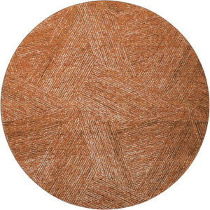 HomeRoots 8' Copper and Ivory Abstract Round Rug - Washable, UV-Protected, Modern Design for Busy Homes 678134