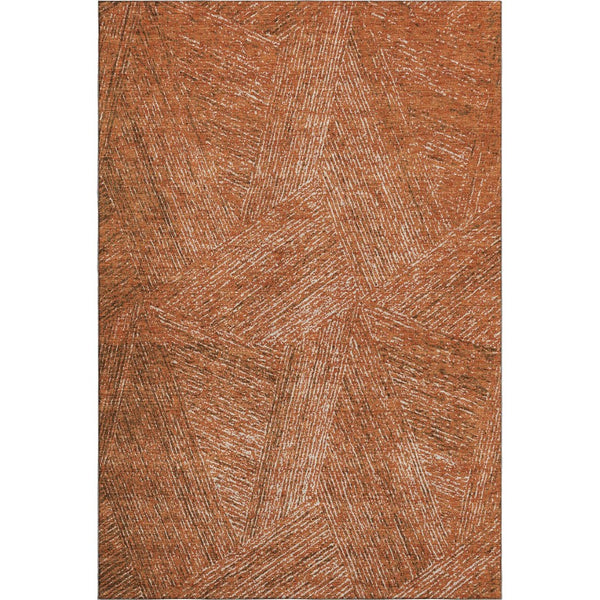 HomeRoots 9' X 12' Copper and Ivory Abstract Area Rug – Soft, Washable, UV-Protected, Durable for Modern Spaces 678136