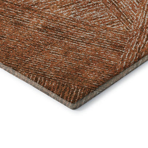 HomeRoots 9' X 12' Copper and Ivory Abstract Area Rug – Soft, Washable, UV-Protected, Durable for Modern Spaces 678136