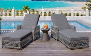 English Elm Go Outdoor Wicker Chaise Lounge Recliner with Ergonomic Armrests and Thick Cushion for Patio Grey N704P248780E