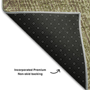 HomeRoots 5' X 8' Green and Beige Abstract Area Rug – Durable, Washable, UV-Protected for Busy Homes & Pets 678145