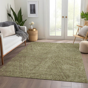 HomeRoots 5' X 8' Green and Beige Abstract Area Rug – Durable, Washable, UV-Protected for Busy Homes & Pets 678145