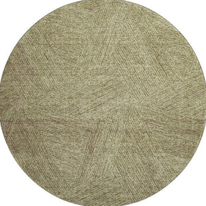 HomeRoots 8' Green and Beige Abstract Round Rug - Washable, UV-Protected, Stain-Resistant for High-Traffic Areas 678146