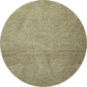 HomeRoots 8' Green and Beige Abstract Round Rug - Washable, UV-Protected, Stain-Resistant for High-Traffic Areas 678146