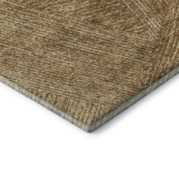 HomeRoots 9' X 12' Gold And Beige Abstract Washable Area Rug - Elegant, Durable, UV-Protected for Active Homes 678154