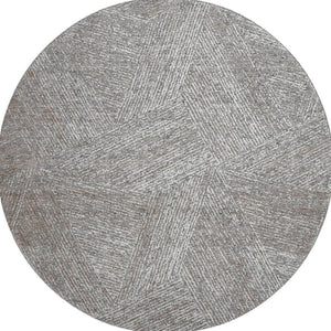 HomeRoots 8' Gray and Silver Abstract Round Rug – Stylish, Washable, UV-Protected, Perfect for Any Space! 678158