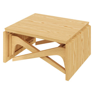 English Elm Transformer Solid Wood Convertible Table Adjustable Height Expandable Top for Small Spaces Natural N735P406282N