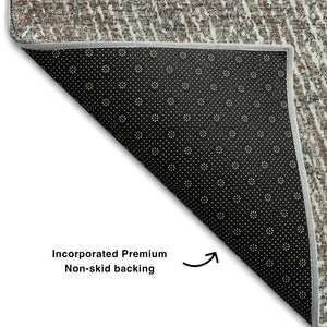 HomeRoots 9' X 12' Gray and Silver Abstract Area Rug - Stylish, Washable, UV-Protected, Perfect for High-Traffic Homes 678160