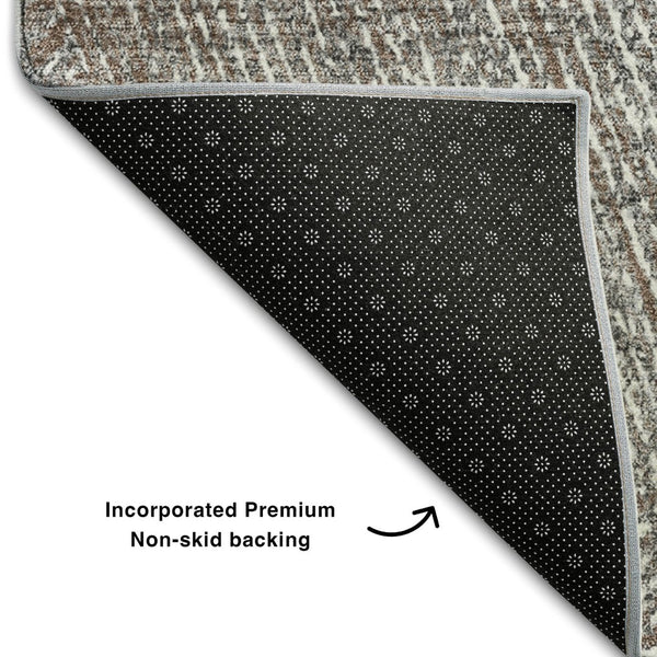 HomeRoots 9' X 12' Gray and Silver Abstract Area Rug - Stylish, Washable, UV-Protected, Perfect for High-Traffic Homes 678160