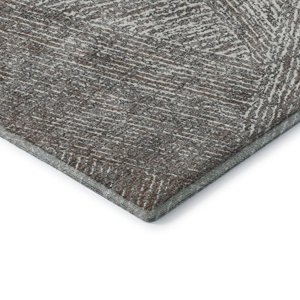 HomeRoots 9' X 12' Gray and Silver Abstract Area Rug - Stylish, Washable, UV-Protected, Perfect for High-Traffic Homes 678160