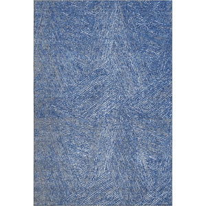 HomeRoots 5' Navy Blue & Ivory Abstract Area Rug - Washable, UV Protected, Pet-Friendly, Modern Design for Home 678163