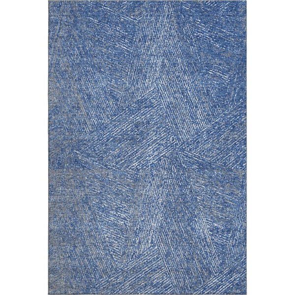 HomeRoots 5' Navy Blue & Ivory Abstract Area Rug - Washable, UV Protected, Pet-Friendly, Modern Design for Home 678163