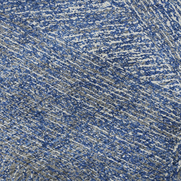 HomeRoots 5' Navy Blue & Ivory Abstract Area Rug - Washable, UV Protected, Pet-Friendly, Modern Design for Home 678163