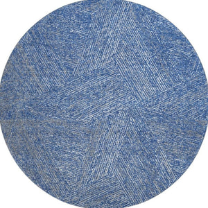 HomeRoots 8' Navy Blue and Ivory Abstract Washable Round Rug - Stain Resistant, UV Protection for Modern Homes 678164