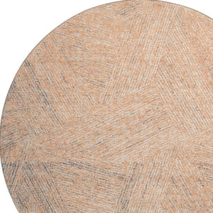 HomeRoots 8' Contemporary Peach Ivory Gray Abstract Washable Round Rug with UV Protection for High-Traffic Areas 678170