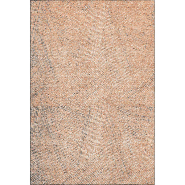 HomeRoots 8' X 10' Modern Abstract Area Rug in Peach, Ivory & Gray - Washable, UV-Protected, Stain-Resistant Design 678171