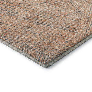 HomeRoots 8' X 10' Modern Abstract Area Rug in Peach, Ivory & Gray - Washable, UV-Protected, Stain-Resistant Design 678171