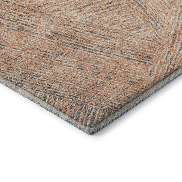 HomeRoots 8' X 10' Modern Abstract Area Rug in Peach, Ivory & Gray - Washable, UV-Protected, Stain-Resistant Design 678171