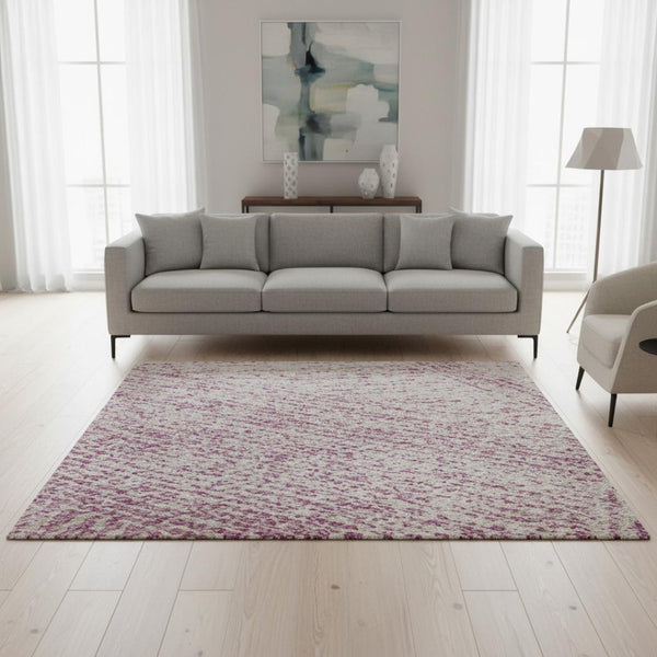 HomeRoots 5' X 8' Washable Pink & Ivory Abstract Area Rug - Durable, UV Protected, Stain Resistant Beauty for Homes 678175
