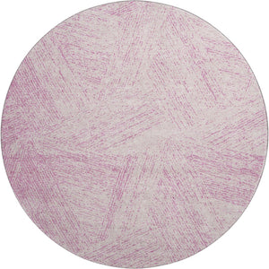 HomeRoots 8' Pink and Ivory Abstract Washable Round Rug with UV Protection - Durable, Stylish & Stain-Resistant! 678176