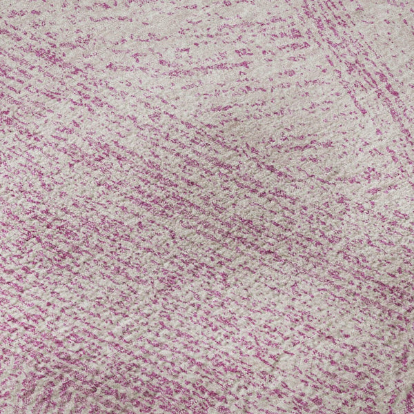 HomeRoots 8' Pink and Ivory Abstract Washable Round Rug with UV Protection - Durable, Stylish & Stain-Resistant! 678176