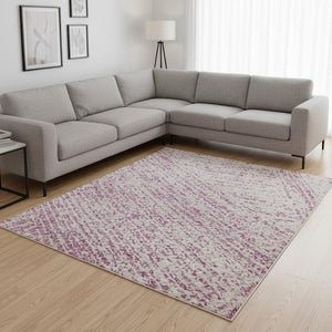HomeRoots 9' X 12' Stylish Pink and Ivory Abstract Area Rug – Washable, Stain Resistant, UV Protected Design 678178