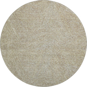 HomeRoots 8' Beige and Ivory Abstract Round Rug - Washable, UV Protected, Perfect for Modern Homes & Families 678182