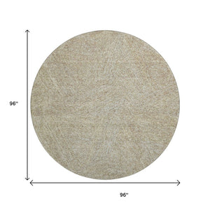 HomeRoots 8' Beige and Ivory Abstract Round Rug - Washable, UV Protected, Perfect for Modern Homes & Families 678182