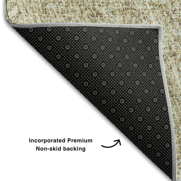 HomeRoots 9' X 12' Beige and Ivory Abstract Area Rug - Washable, UV-Protected, Stylish for Modern Living Spaces 678184