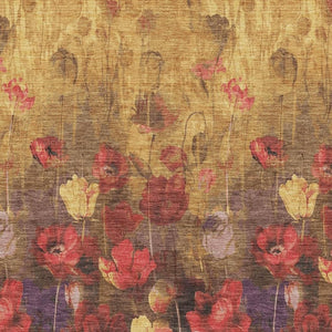 HomeRoots 5' X 8' Vibrant Gold Red Yellow Floral Area Rug - Washable, UV Protected, Stain-Resistant Design 678187