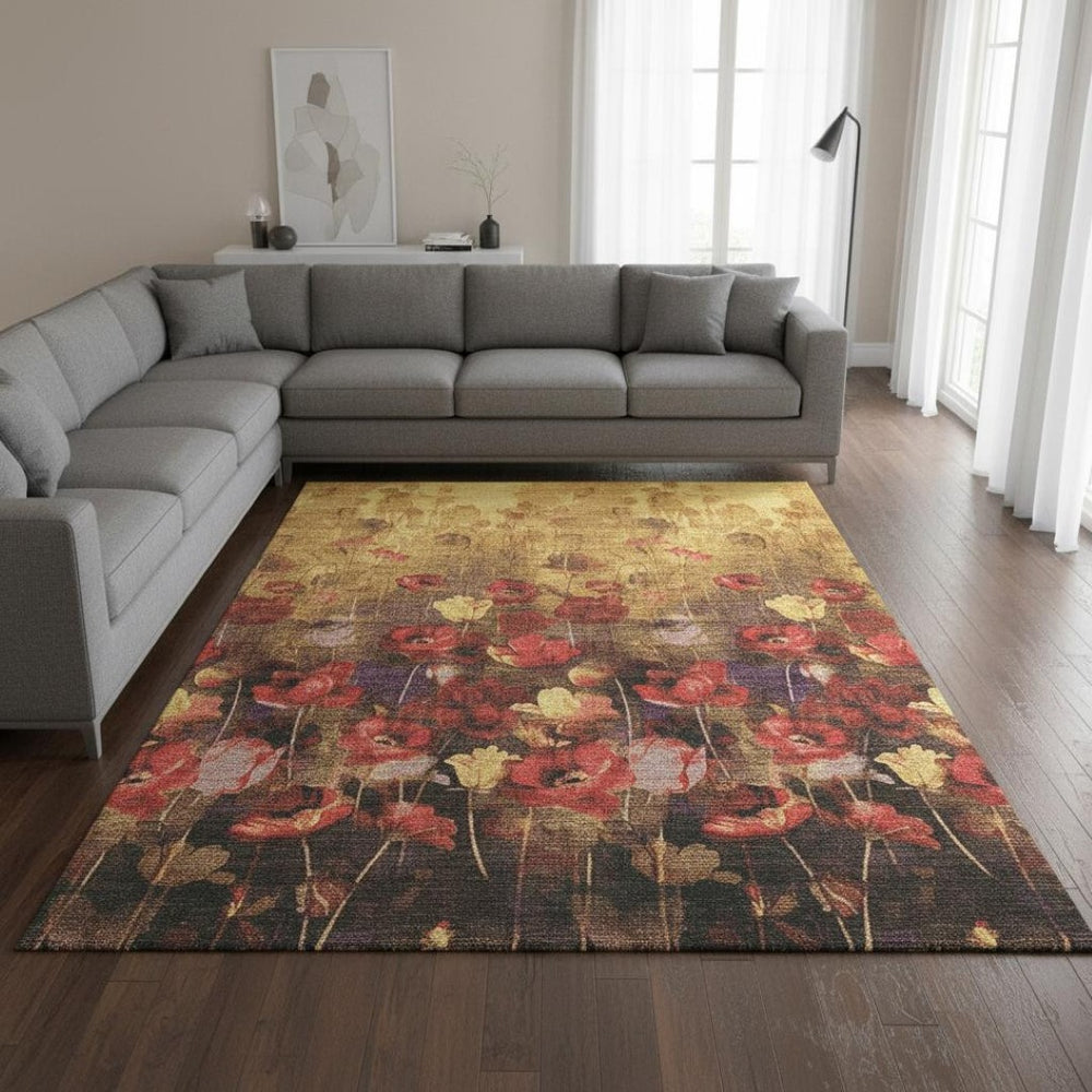 HomeRoots 8' X 10' Washable Floral Area Rug with UV Protection - Durable, Stain Resistant, Ideal for Busy Homes 678189