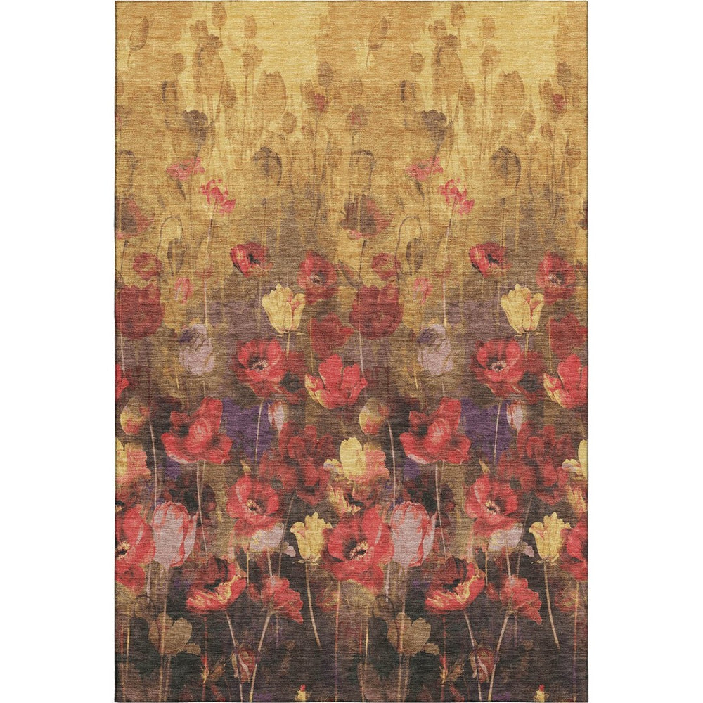 HomeRoots 8' X 10' Washable Floral Area Rug with UV Protection - Durable, Stain Resistant, Ideal for Busy Homes 678189
