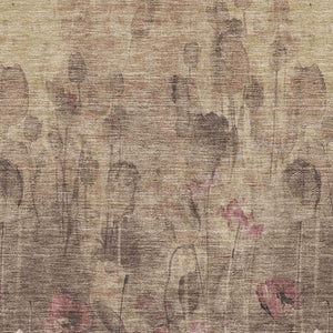 HomeRoots 5' Floral Area Rug in Taupe, Pink & Beige - Washable, UV-Protected, Stain-Resistant for Families 678193
