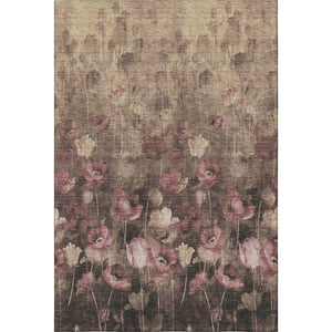 HomeRoots 8' X 10' Floral Washable Area Rug in Taupe Pink & Beige - Stain Resistant, UV Protected, Durable Style 678195