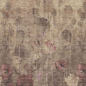 HomeRoots 10' X 14' Elegant Floral Washable Area Rug in Taupe Pink & Beige - UV Protected, Stain Resistant! 678197