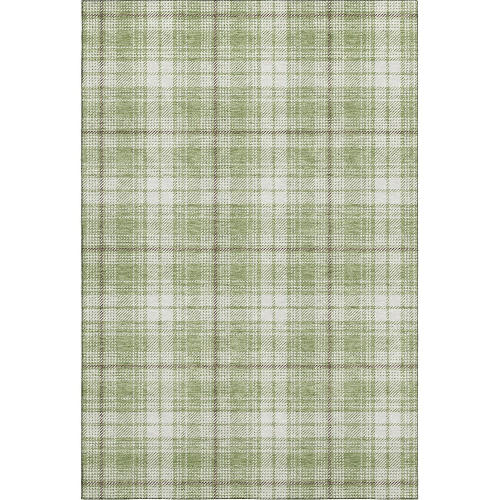 HomeRoots 5' X 8' Artichoke Green Plaid Area Rug – Washable, UV-Protected, Durable, Stylish for Any Space 678199