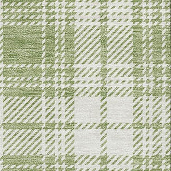 HomeRoots 5' X 8' Artichoke Green Plaid Area Rug – Washable, UV-Protected, Durable, Stylish for Any Space 678199