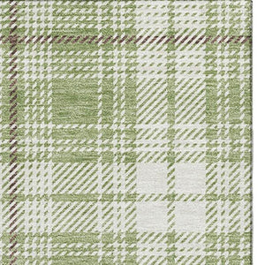 HomeRoots 5' X 8' Artichoke Green Plaid Area Rug – Washable, UV-Protected, Durable, Stylish for Any Space 678199