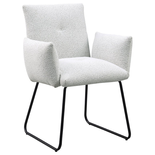English Elm Donica Gray Upholstered Armchairs Set of 2 with Sled Base for Modern Dining Rooms B062P440061