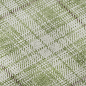 HomeRoots 8' X 10' Artichoke Green & Ivory Plaid Washable Area Rug with UV Protection for Home Style & Durability 678201